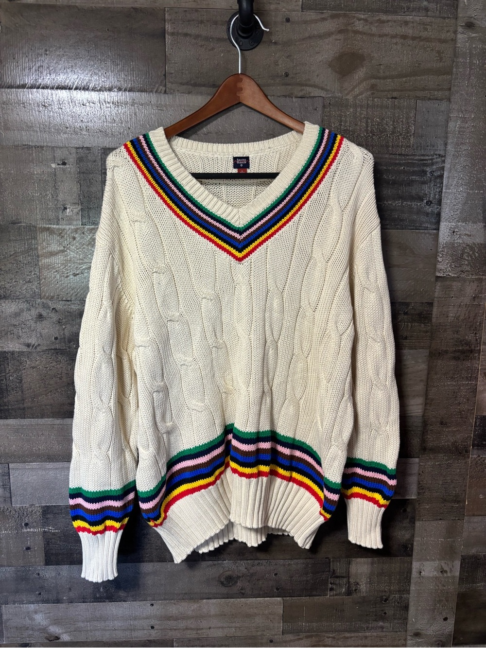 Rowing Blazers w/ Target Cream Cable Knit Sweater with Accent Stitching XL